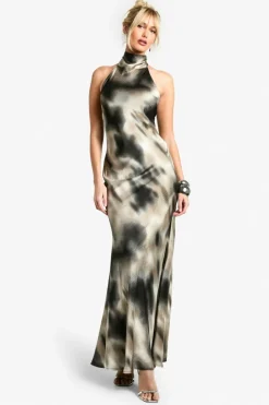 Maxi Dresses|Dresses*boohoo Blur Stripe Halterneck Maxi Dress brown