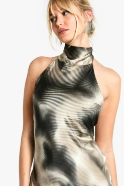 Maxi Dresses|Dresses*boohoo Blur Stripe Halterneck Maxi Dress brown
