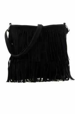 Cross-Body Bags|Handbags*Kitise Boho Style Italian Fringed Suede Crossbody Bag Black