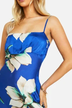 Cami Dresses*boohoo Bold Floral Strappy Mini Dress blue