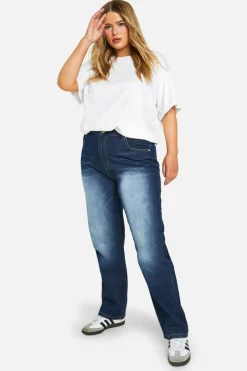 Up To 80% Off Winter Warmers|Denim*boohoo Basics Plus High Waisted Straight Leg Jeans washed indigo