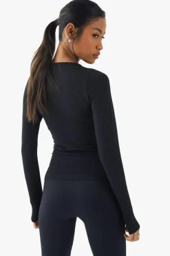Long Sleeve Tops|Boohoo Basics*boohoo Basics Seamless Rib Long Sleeve Top black