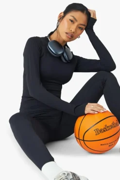 Long Sleeve Tops|Boohoo Basics*boohoo Basics Seamless Rib Long Sleeve Top black