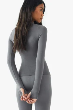 Long Sleeve Tops|Boohoo Basics*boohoo Basics Seamless Rib Long Sleeve Top charcoal