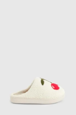 Slippers|Slippers*boohoo Borg Cherry Slippers cream