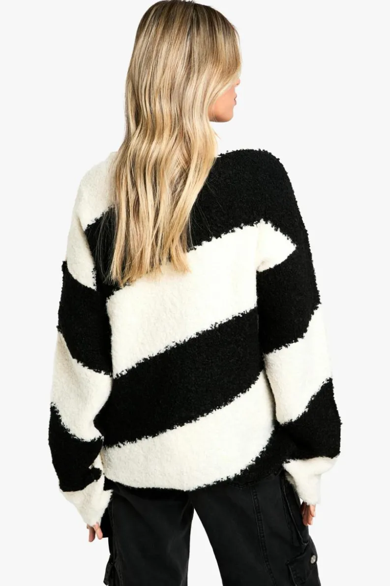 Jumpers|Jumpers & Cardigans*boohoo Borg Diagonal Stripe Slouchy Knitted Jumper black