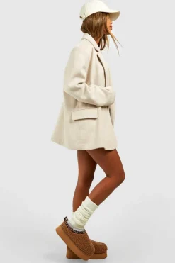 Flats|Cosy Boots*boohoo Borg Embroidered Cosy Platform Slip On Mules chestnut