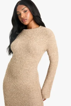 Maxi Dresses|Jumper Dresses*boohoo Borg Flare Sleeve Knitted Maxi Dress camel