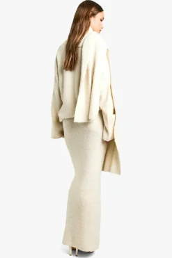Knitted Co-Ords|Skirts*boohoo Borg Knit Oversized Jumper, Maxi Skirt And Scarf Three Piece Set cream