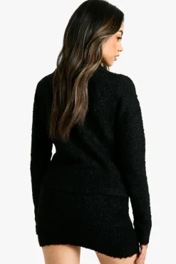 Knitted Co-Ords|Jumpers*boohoo Borg Knitted Pocket Detail Crop Cardigan And Knitted Vest Set black