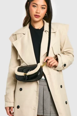 Cross-Body Bags|Handbags*boohoo Borg Lined Buckle Cross Body Bag black