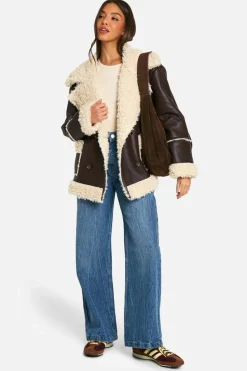 Up To 80% Off Winter Warmers|Aviator Jackets*boohoo Borg Trim Jacket fudge