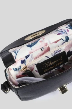 Cross-Body Bags|Handbags*Ashwood Leather Borsa della Moda' Real Leather Saddle Crossbody Bag Black