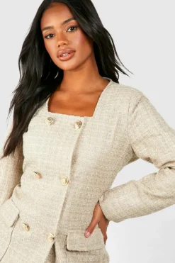 Blazer Dresses*boohoo Boucle Button Detail Blazer Dress taupe