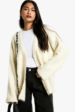 Cardigans|Up To 80% Off Winter Warmers*boohoo Boucle Knit Stitch Detail Cardigan cream