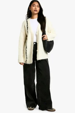 Cardigans|Up To 80% Off Winter Warmers*boohoo Boucle Knit Stitch Detail Cardigan cream