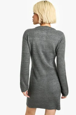 Mini Dresses|Jumper Dresses*boohoo Boucle Knitted Button Down Mini Dress light grey