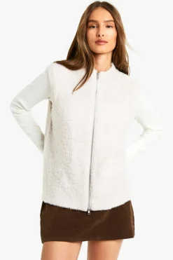 Cardigans|Gilets*boohoo Boucle Knitted Zip Through Gilet stone