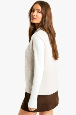 Cardigans|Gilets*boohoo Boucle Knitted Zip Through Gilet stone