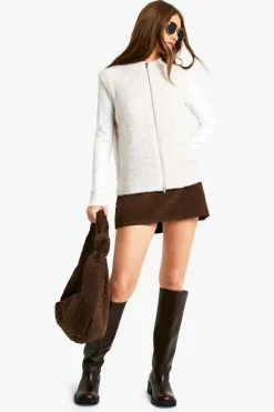 Cardigans|Gilets*boohoo Boucle Knitted Zip Through Gilet stone