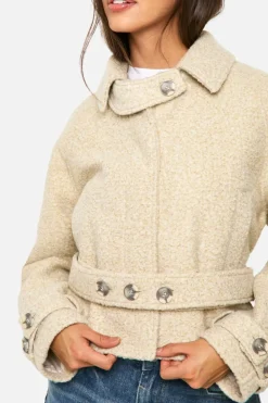 Up To 80% Off Winter Warmers|Trench Coats*boohoo Boucle Wool Look Short Trench Coat stone