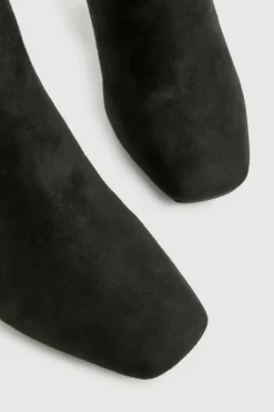 Heels|Heeled Boots*boohoo Bow Detail Block Heel Ankle Boots black