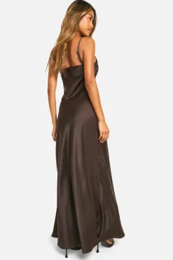 Cami Dresses*boohoo Bow Detail Maxi Dress brown