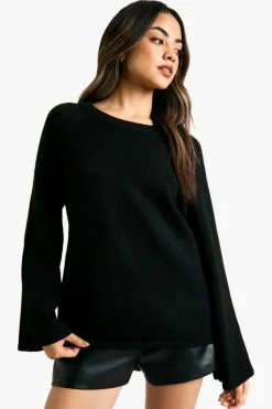 Oversized Jumpers*boohoo Bow Detail Oversized Knitted Jumper black