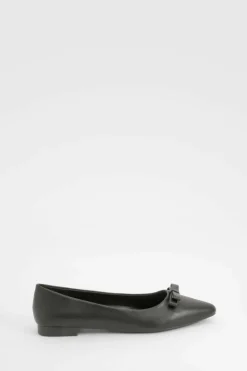 Flats*boohoo Bow Detail Pointed Flats black