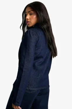 Up To 80% Off Winter Warmers|Denim Jackets*boohoo Bow Detail Tie Front Denim Shacket washed indigo