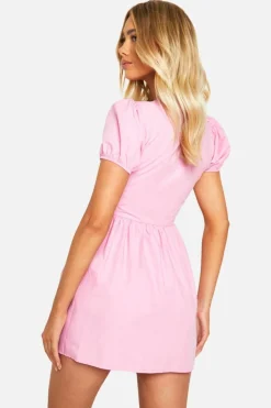 Smock Dresses*boohoo Bow Front Mini Smock Dress baby pink