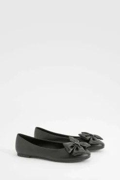 Ballet Flats|Flats*boohoo Bow Round Toe Ballerina black