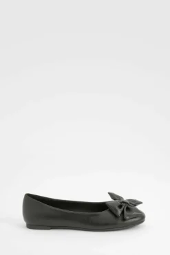 Ballet Flats|Flats*boohoo Bow Round Toe Ballerina black