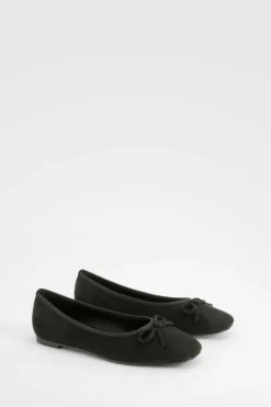 Ballet Flats|Flats*boohoo Bow Square Toe Ballerina black