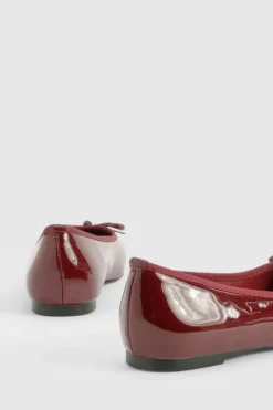 Ballet Flats|Flats*boohoo Bow Square Toe Ballerina burgundy