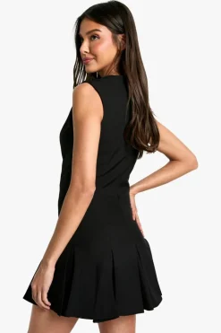 Skater Dresses|Suits & Tailoring*boohoo Box Pleat Tailored Mini Dress black