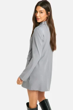 Blazer Dresses|Shirt Dresses*boohoo Boxy Button Down Blazer Dress cloud grey