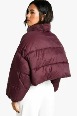 Up To 80% Off Winter Warmers|Puffer Jackets*boohoo Boxy Puffer Jacket burgundy