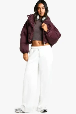 Up To 80% Off Winter Warmers|Puffer Jackets*boohoo Boxy Puffer Jacket burgundy