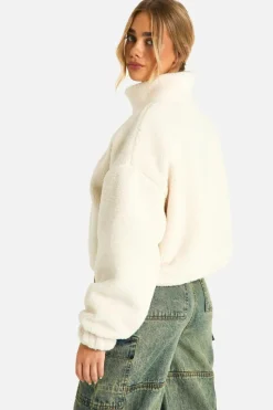 Up To 80% Off Winter Warmers|Bomber Jackets*boohoo Boxy Teddy Bomber Jacket cream
