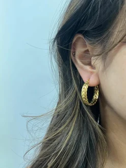 Earrings*SVNX Braided Hoop Earrings in Gold