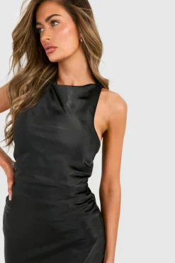 Maxi Dresses*boohoo Bridesmaid Satin High Neck Maxi Dress black