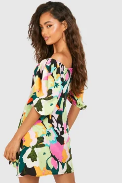 Smock Dresses*boohoo Bright Floral Puff Sleeve Smock Dress multi
