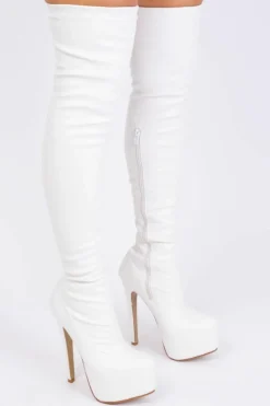 Over The Knee Boots|Heeled Boots*Where's That From Brinley' High Heel Over The Knee Boots White