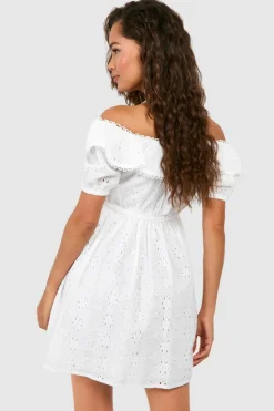Smock Dresses|A Line Dresses*boohoo Broderie A-line Mini Dress white