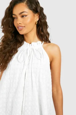 Smock Dresses*boohoo Broderie Mini Dress white