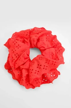 Hair Accessories*boohoo Broderie Scrunchie red