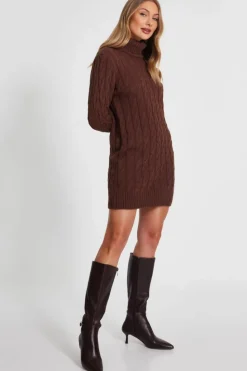 Jumper Dresses|Jumper Dresses*Quiz Cable Knit Jumper Dress Brown