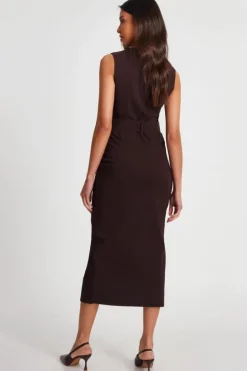 Midi Dresses*Quiz Cargo Split Front Midi Dress Brown