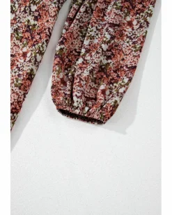 Midi Dresses*Azura Exchange Floral Print Split Front Tiered Frilled V Neck Midi Dress Brown